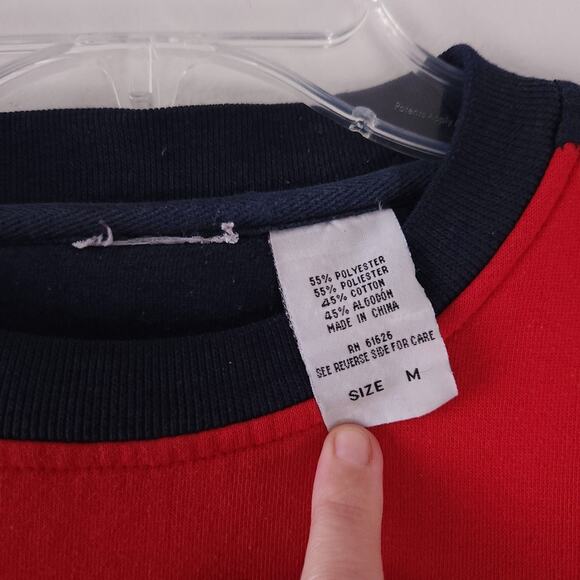 RARE Disney 90s Vintage Embroidery Sweatshirt Medium Men Red Blue Mickey Mouse - Picture 3 of 4